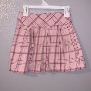 Girl Connection pink plaid pleated summer schoolwear short lined skort